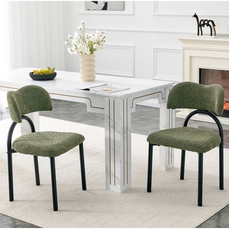 Set di 2 sedie da pranzo verdi con seduta imbottita e struttura in metallo nero (1/5)