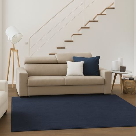 Talamo Italia - Divano fisso 2 posti Schiavo, Sofà in tessuto imbottito, Poggiatesta regolabili e Braccioli standard, 100% Made in Italy, Cm 200x95h85, Beige (1/5)