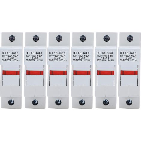 RT18-63X DIN-Schienen-Sicherungshalter mit LED-Anzeige, für RO16 14x51mm-Sicherungskassette, 63A 500-690V, 1-polig (1/5)