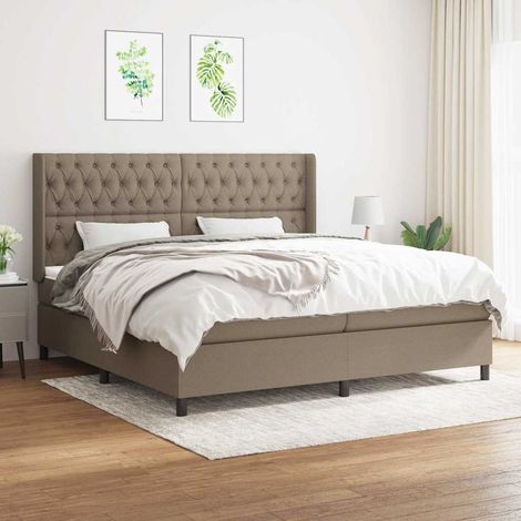 Sommier à lattes de lit avec matelas Taupe 200x200 cm Tissu (1/5)