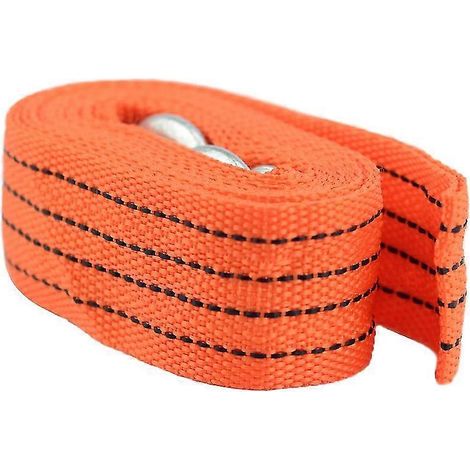 Câble de remorquage court pour véhicule, 4 mètres, charge maximale 3 tonnes, avec crochets, pour remorque ou voiture (1 pièce, orange). (1/5)