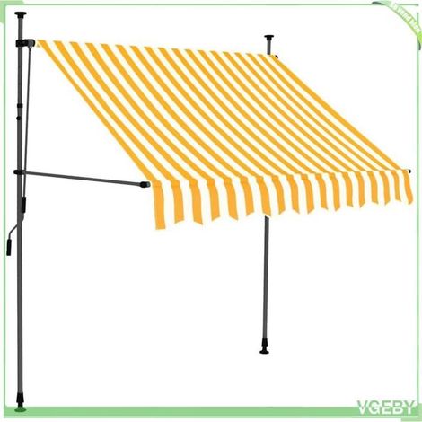 Auvent rétractable - FAFEICY - 145856 - 150 cm - Blanc et orange - LED solaire (1/5)
