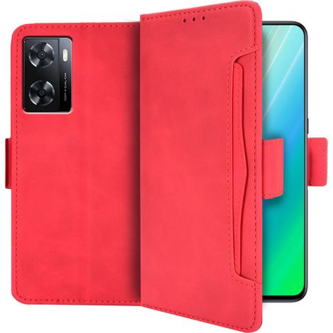 Funda tipo libro para Oppo A57s, ranura para tarjeta, color rojo. (1/5)