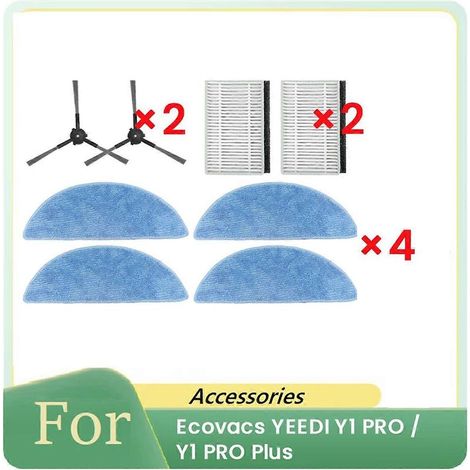 Lot de 8 pièces de rechange pour aspirateur robot Ecovacs YEEDI Y1 PRO / Y1 PRO Plus : filtre et brosse latérale. (1/5)