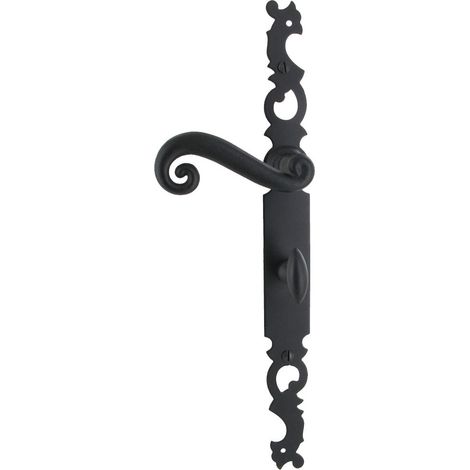 Ensemble sur plaque de style Cévennes entraxe 195mm bec de cane condamnation droite noir - BRIONNE - V.1010743NR