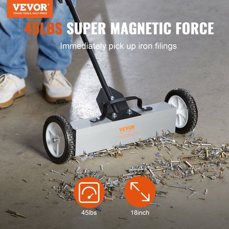 Balayeuse Magnétique 20,4 kg Balai Magnétique à Manche Télescopique 77-113 cm Outil de Ramassage à Aimant 745 mm avec Roues Collecteur Pièces Métalliques pour Nettoyage Atelier Garage Chantier (1/5)