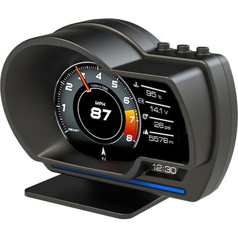 Display head-up per auto OBD II + GPS, ricambi per display head-up elettronico, schermi ad alta risoluzione da 9 pollici, tachimetro (1/5)