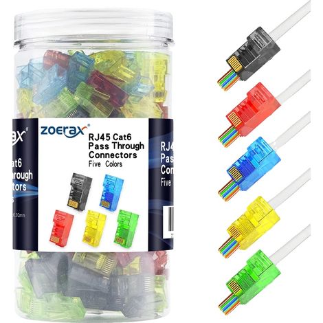 Connettore passante RJ45, terminazione migliorata, compatibile con Gigabit Ethernet, colori misti (1/2)