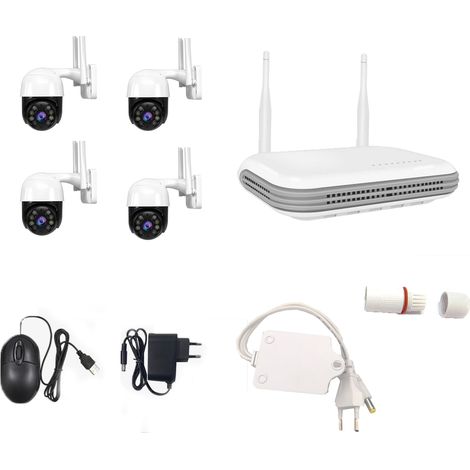 KIT VIDEOSORVEGLIANZA IP WIFI 4 CANALI 4 SPEED DOME MOTORIZZATE  3 MEGAPIXEL RICONOSCIMENTO UMANO E DEL VOLTO AUDIO P2P (1/5)