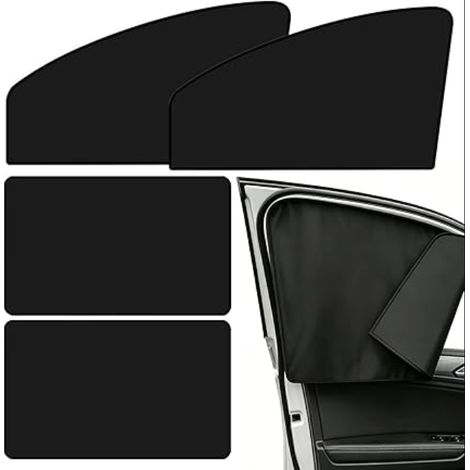 Magnétique Rideau Voiture Pare Soleil Protection UV et Chaleur Cache Vitre Occultant Moustiquaire Fenetre pour Fenêtre Latérale 48x62/48x79 cm Noir (1/5)