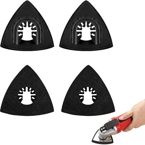 4 Pièce Patin de Ponçage,80 x 80 mm Accessoires pour Patin de Fixation en Plastique,Accessoires d'Outils Oscillants,Plateau de Ponçage Universelle,pour Dewalt, Stanley, Bosch, Makita(Noir) (1/5)