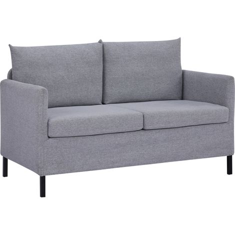 Canapé 2 places rembourré en lin synthétique avec coussins rembourrés, accoudoirs amovibles 130x67x76,5 cm Gris (1/5)