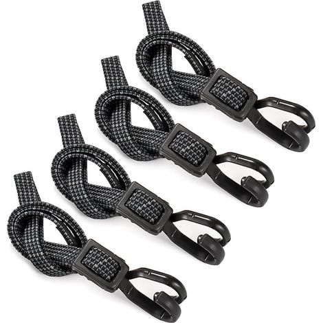 Lot de 4 Tendeurs Elastique avec Crochets, 100cm Sangles Elastique Réglable, Corde Elastique Plate Sandow Tendeur de Fixation pour Transport de Charges Bagages Vélo Camping Tente Bâches (1/5)