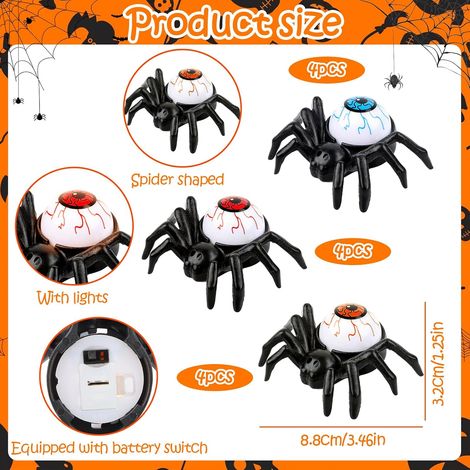 Bougies chauffe-plat araignées d'Halloween (12 pièces), bougies sans flamme à LED orange fonctionnant sur piles, veilleuse araignée pour fêtes et festivals à thème d'Halloween en intérieur et en extér (1/4)