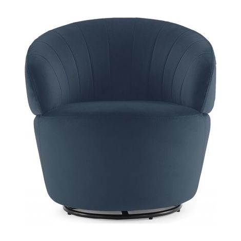 Fauteuil en tissu velours bleu pivotant - COROLLA (1/5)