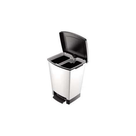 Curver – Poubelle à pédale 25L – Séparation intérieure pour 1 ou 2 conteneurs – Dimensions 342 x 291 x 430mm – Plastique durable (1/7)