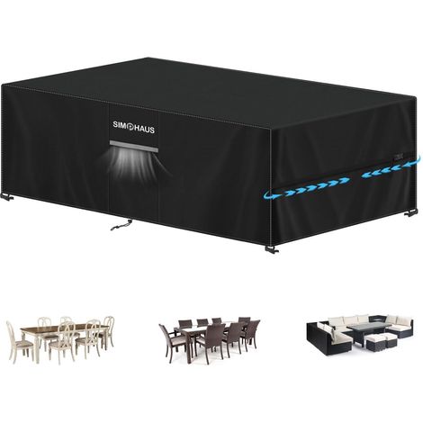 Gartenmöbel Abdeckung 270x100x90cm Wasserdicht Wetterfest UV-Schutz 420D Oxford Schwarz (1/5)