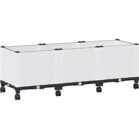 Macetero de Jardín con Ruedas Blanco 120 x 40 x 48 cm PP vidaXL