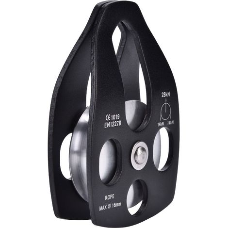 Poulie de secours 32KN pour escalade, alpinisme et via ferrata, poulie simple pivotante noire