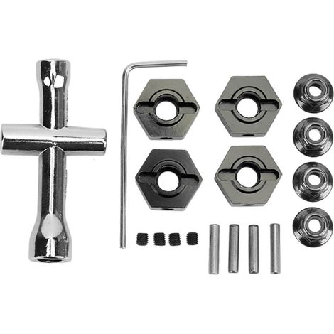 Kit d'adaptateur de moyeu hexagonal 14mm en alliage d'aluminium pour ARRMA Senton 1/10, voiture RC, noir - Amélioration universelle (1/5)