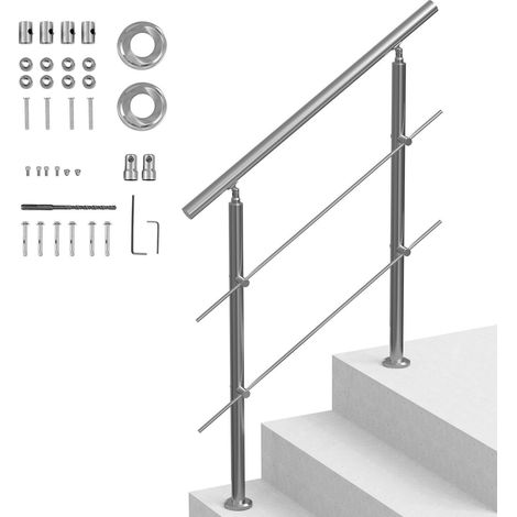 Rambardes de 100,1 cm pour escalier extérieur, 2 traverses, pour porche ou terrasse. (1/5)