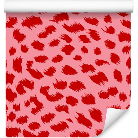 Papier peint corail à motif peau d'animal rouge pour salon et chambre 50x1000 cm (1/5)