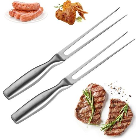 2 Pcs Fourchette Barbecue, Fourchette à Viande en Acier Inoxydable avec Manche, Fourchette a Viande pour griller, découper, cuisine, dinde, rôtir, dîner, grill viandes (1/5)