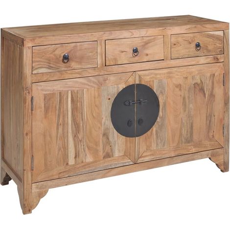 Credenza in legno massello con 3 cassetti 2 ante 120x45x85 Stone (1/4)