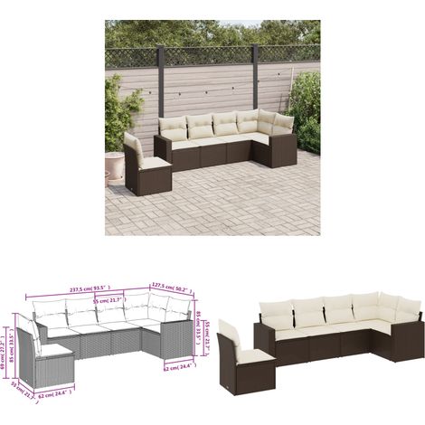 6-tlg. Garten-Sofagarnitur mit Kissen Braun Poly Rattan - Gartensorganisation - Outdoor Möbel - Gartenlounge - Lounge Set - Rattan Sofa - Home & Living (1/3)