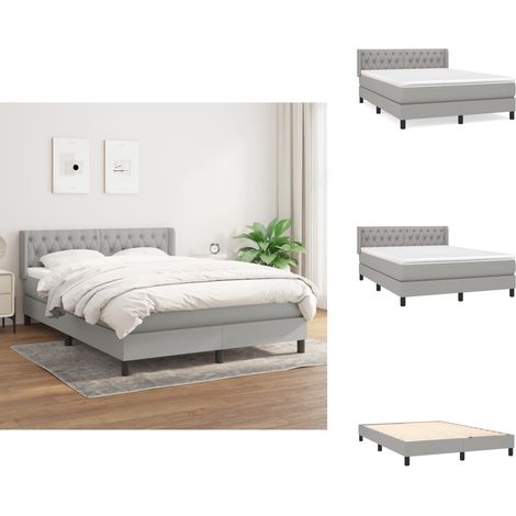 Boxspringbett mit Matratze Hellgrau 140x200 cm Stoff - Boxspringbett - Doppelbett - Bettenrahmen - Lattenrost - Matratze (1/5)