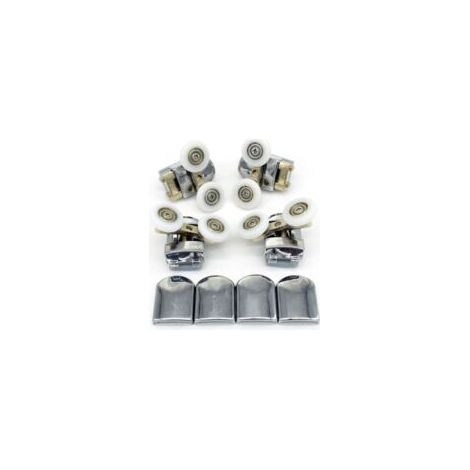Satz mit 4 Ersatz-Doppelrollen für Duschtüren, 23 mm Durchmesser (Doppelrolle 2 oben + 2 unten - 23 mm) - Crezuo (1/4)