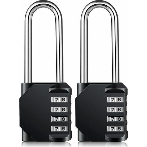 Cadenas à combinaison robuste – Cadenas résistant aux intempéries, serrure réinitialisable, anse de 6,3 cm de long, serrure à combinaison à 4 chiffres en alliage de zinc pour portail de clôt