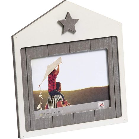 Cadre Photo 13 x 18 cm Cadre décoratif en Bois en Forme de Maison Cadre Portrait RK318W (1/3)