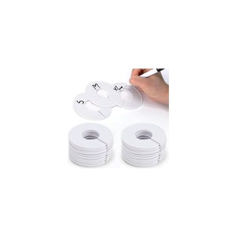 40 pièces séparateurs de taille de vêtements ronds pour garde-robe de bébé, séparateurs de cintre d'assortiment de garde-robe en plastique (blanc) (1/5)