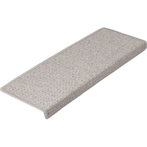 Tapis d'escalier Sabang Aspect Sisal Argent Rectangulaire 23,5 x 65 cm