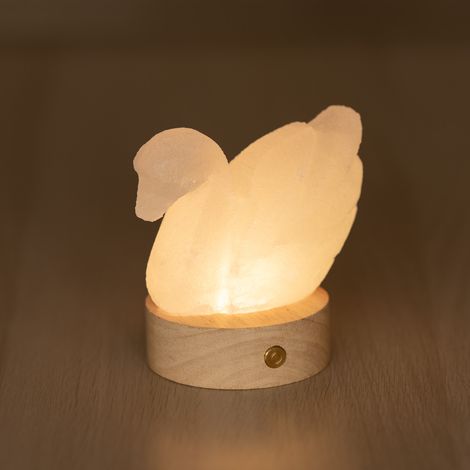 Lampada di Sale Himalayano a batteria Bianco naturale a forma di Cigno 600gr