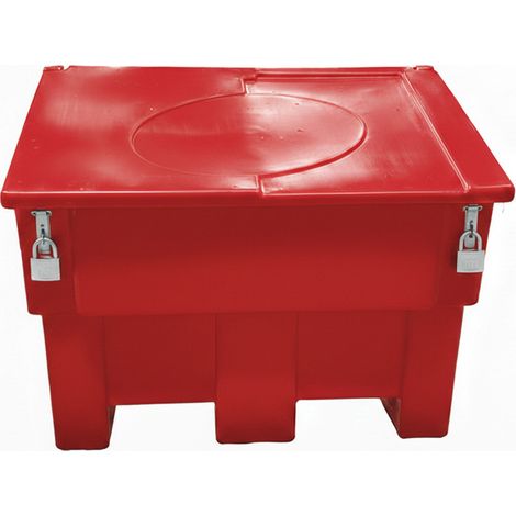 Bac à sable incendie/ à sel de déneigement 300l + grenouillères + cadenas (1/4)