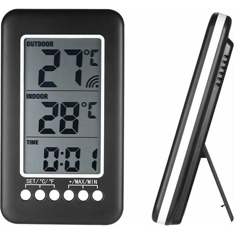 Weytoll LCD digital thermometer ℃/℉ Indoor/outdoor digital thermometer Clock temperature measurement with transmitter. (1/5)