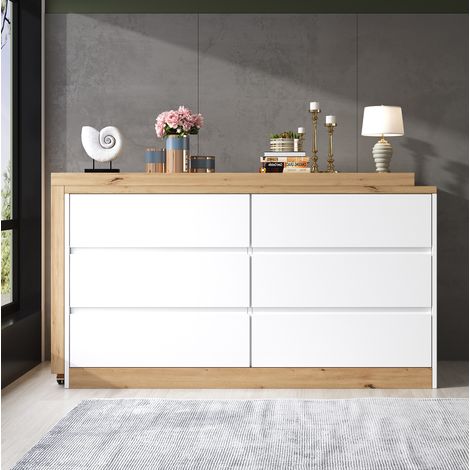 Escritorio giratorio 120x50x78 cm de aglomerado blanco/roble, ahorro de espacio - MEUBLIV (1/5)