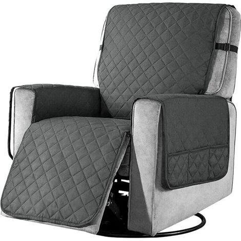 Reclining chair cover, 1-seater sofa cover, non-slip, soft and machine washable, ideal for families with children and pets, small size (dark grey). (1/4)