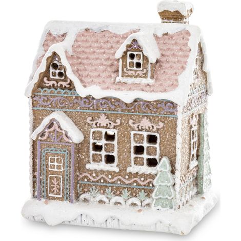 Casa decorativa LED, figura navideña, farol, pan de jengibre, pueblo mágico (1/5)