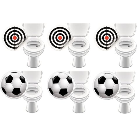 Lot de 6 autocollants pour WC - Décoration amusante - LK-Trend & Style (3 x Bullseye + 3 x ballon de football) (1/5)