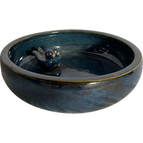 TrendLine Vogeltränke blau glasiert 24 x 24 x 5,5 cm Vogeltränke