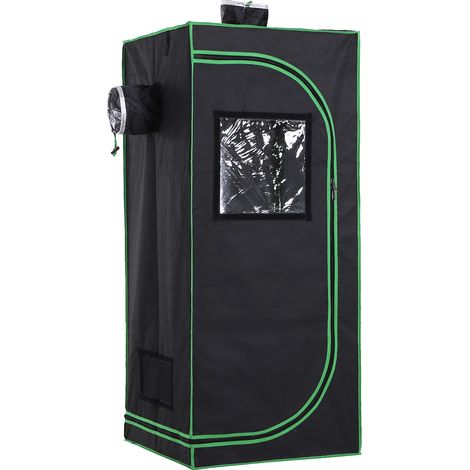 Outsunny Mylar Hydroponic Grow Tent w/ Floor Tray for Indoor Plant 60cm x 60cm x 140cm (1/5)