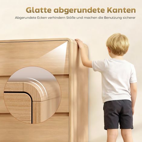 Buffet 100 cm, commode 6 tiroirs, meuble de rangement en bois naturel pour cuisine, salon, salle à manger (1/5)