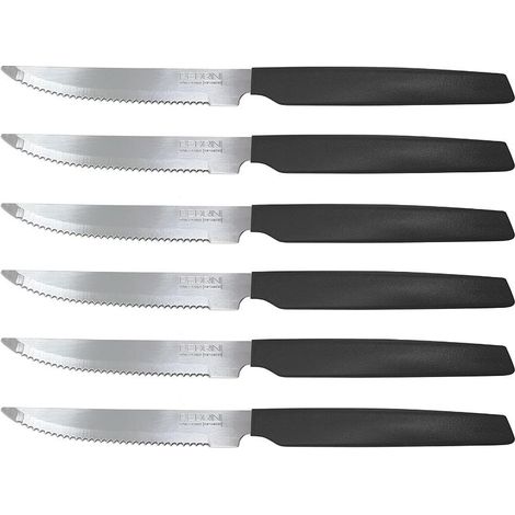 Set 6 Coltelli da Bistecca Carne Active Lama Seghettata Neri Pedrini (1/2)