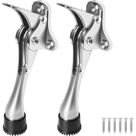 Lot de 2 butées de porte de 14 cm de long pour portes intérieures et extérieures, argent (1/5)