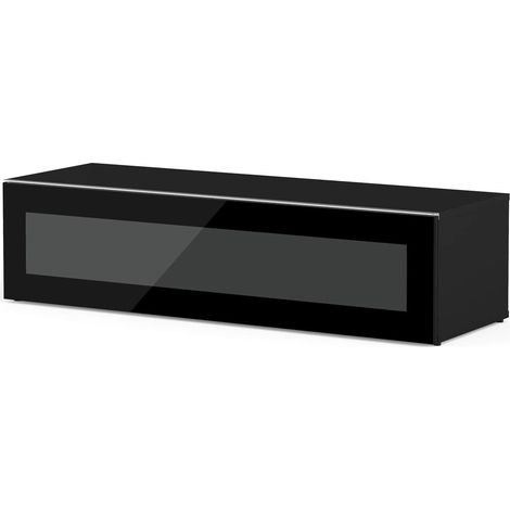 Meuble TV verre infrarouge et mélaminé noir Menphis 120cm