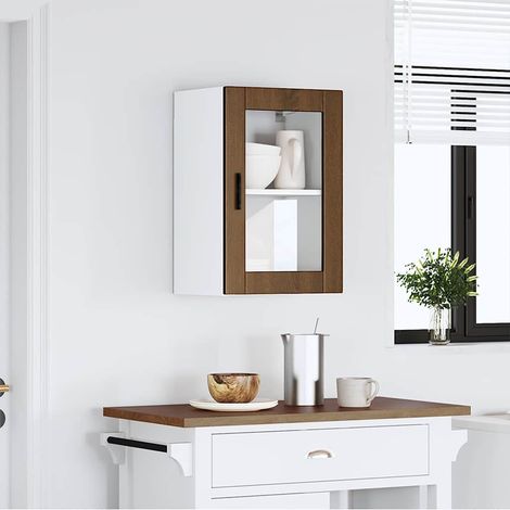vidaXL Armario de pared para cocina puerta cristal Porto roble marrón (1/5)
