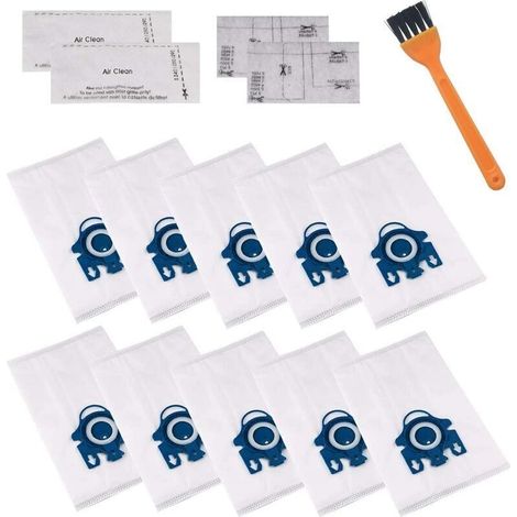 Sac Aspirateur 3D Efficiency GN Compatible avec Mie-le Classic C1, Complete C2, C3 S2000, S5000, et S8000 Series Aspirateurs 9917730 ((10 Sacs Papier + 4 filtre + 1 brosse) (1/5)